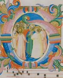 Gruppe von Heiligen, illustrierte Miniatur in einem Messbuch (ca. 9, verso)